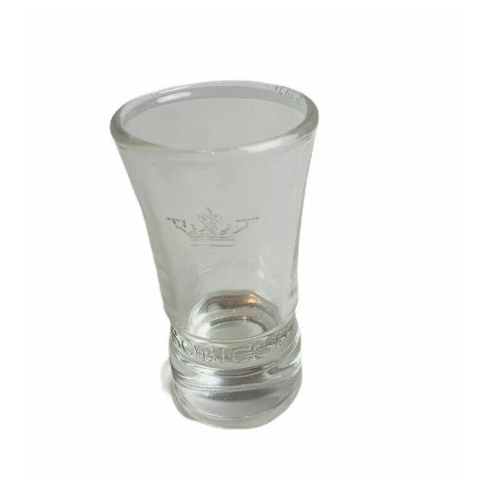 Sobieski Polish Vodka Etched Shot Glass Set Of 2 Crown Clear